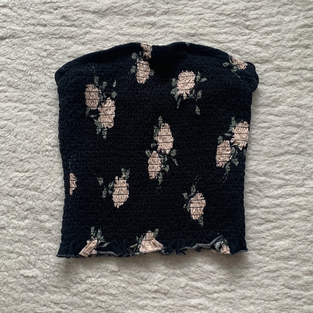 GARAGE smoked floral cropped tube top
